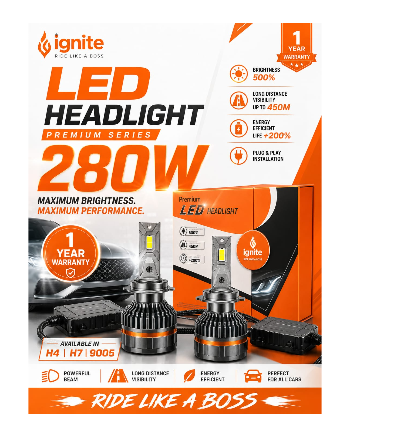 H4 LED Headlight Bulb 280W Ignite – Super Bright Car  Headlight